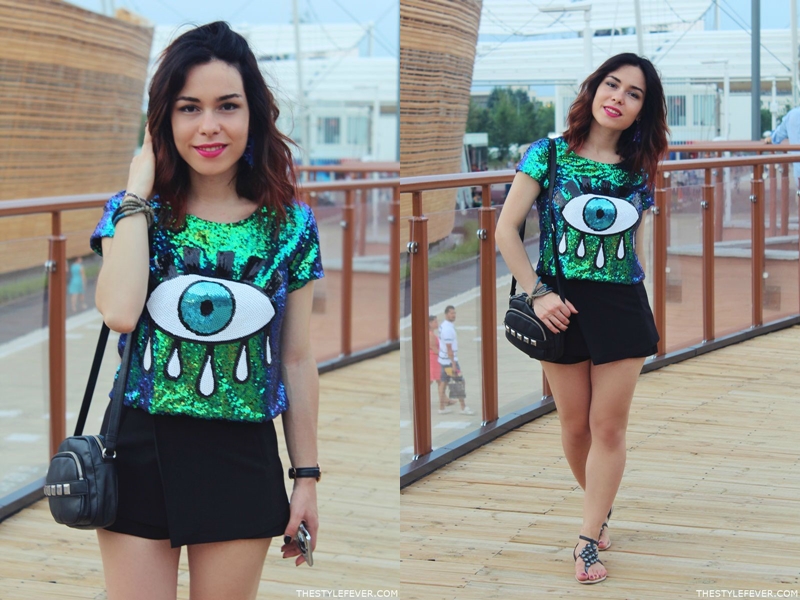 Outfit da sera elegante con shorts di Zara, fashion blogger Mina Masotina