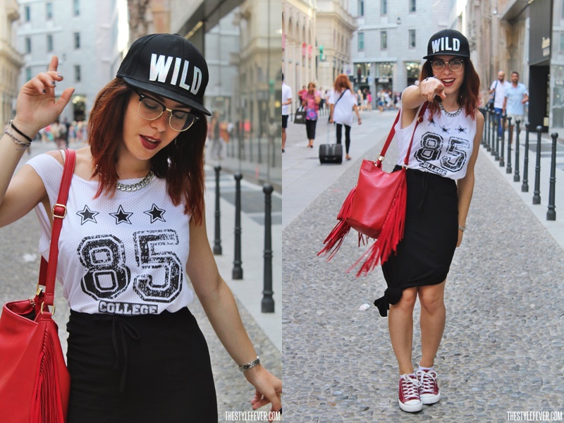 Sporty look, outfit sportivo, gonna e sneakers, Mina Masotina, fashion blogger italiane