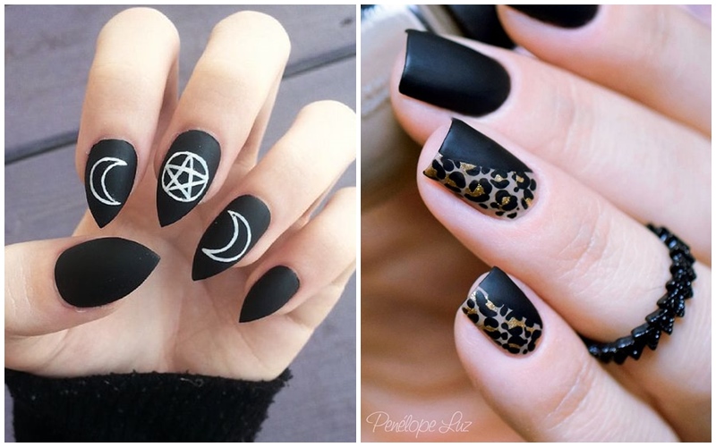 Ispirazioni nail art nera, unghie da strega, nail art animalier