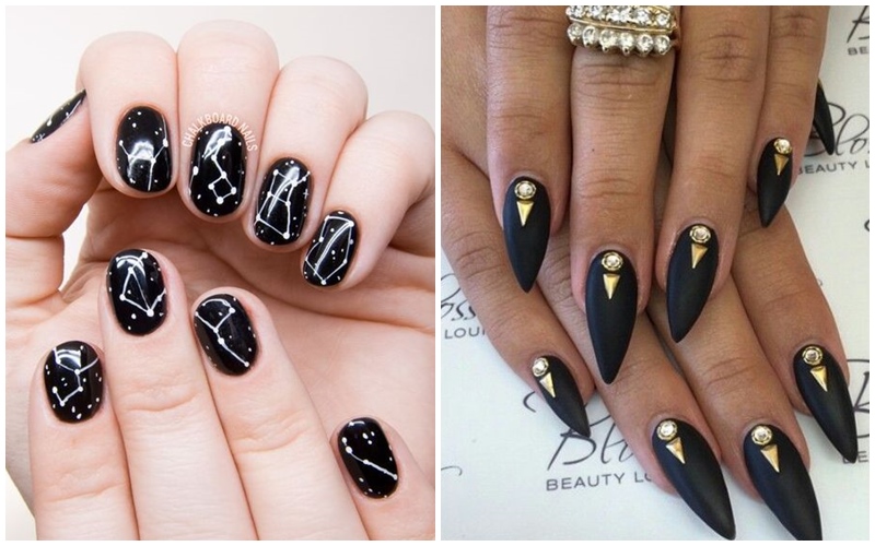 Ispirazioni nail art nera, unghie universo, unghie ghetto girl