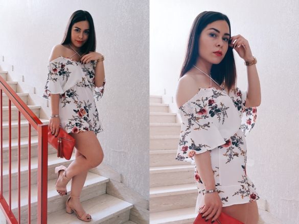 Outfit tutina bianca floreale, Mina Masotina, fashion blogger Italia